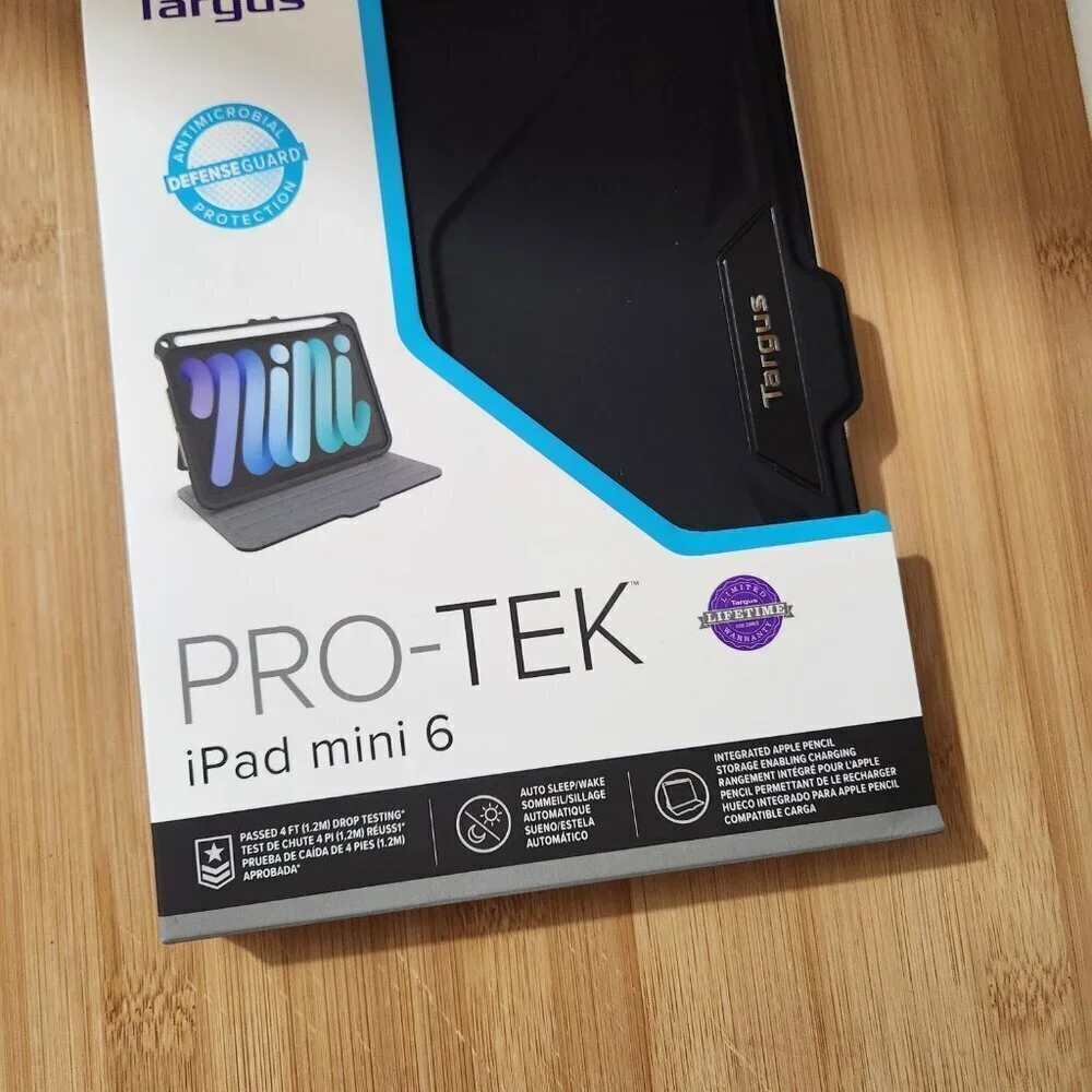Targus Pro-Tek iPad Mini 6 Cover Black Antimicrobial Defense Guard Protection